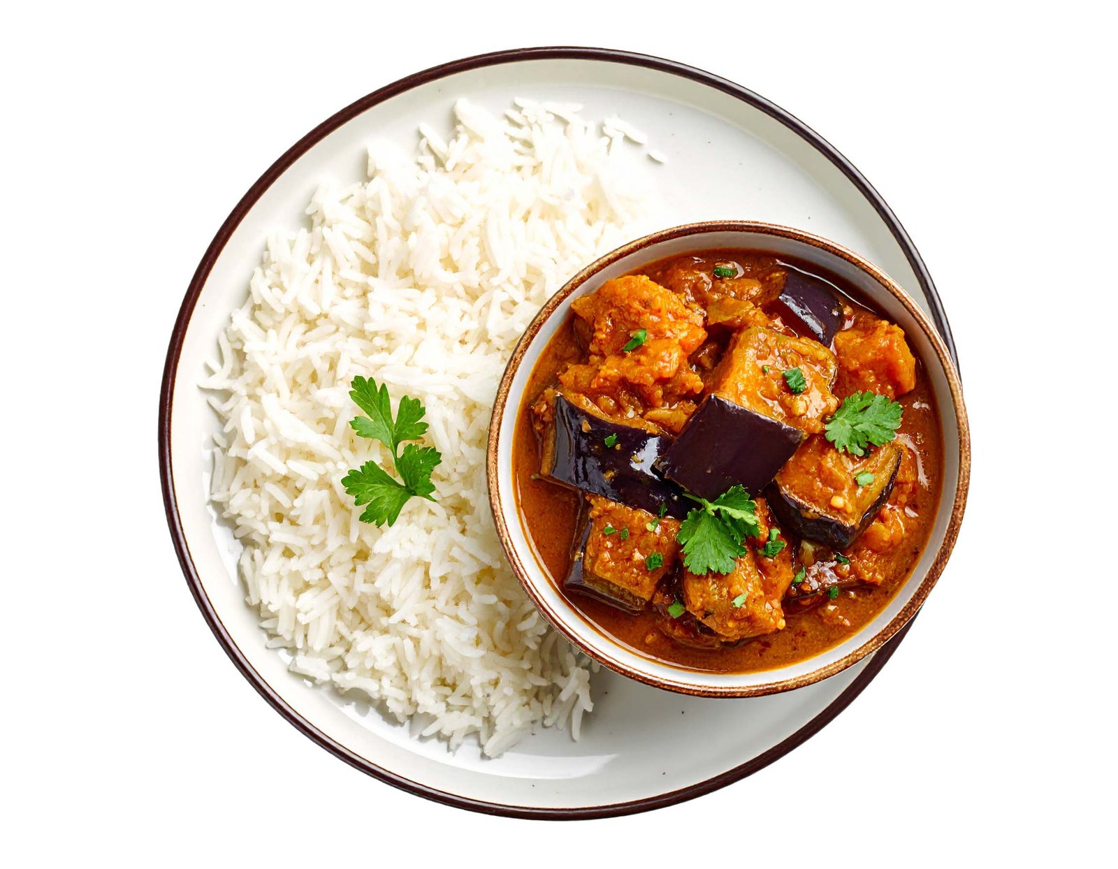 Rice with eggplant sauce